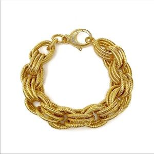Vintage MILOR Italy Bronze Goldtone Chunky Twisted Link Bracelet 8”.